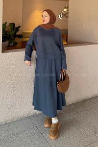 Anthracite Crew Neck Long Arm Cotton Regular Trousers Comfortable Suit