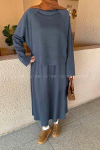 Anthracite Crew Neck Long Arm Cotton Regular Trousers Comfortable Suit