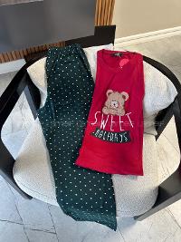 Lamelif Bambu Likralı Ayıcık Desenli Pijama Takımı