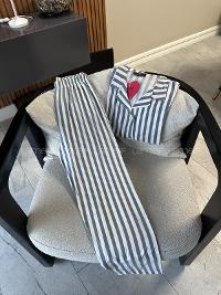 Lamelif Bambu Likraşe Şerit Desenli Pijama Takım 