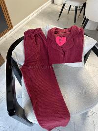 Lamelif Polar Kumaş Papatya Desen Düğmeli  Pijama Takım