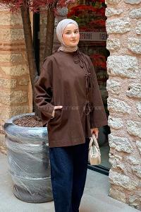 Brown Long Arm Cotton Kimono