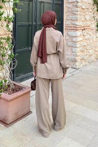 Khaki Shirt Collar Long Arm Polyester Regular Trousers Comfortable Suit