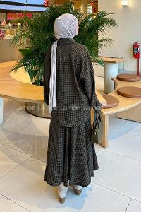 Lamelif Ekoseli Takım Siyah-Haki