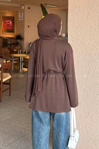 Lamelif Bağlama Detaylı Oysho Sweat Acı Kahve