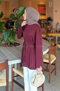 Lamelif Bağlama Detaylı Oysho Sweat Bordo