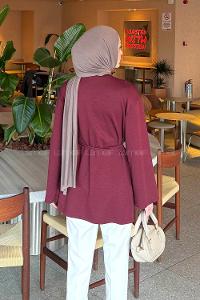 Lamelif Bağlama Detaylı Oysho Sweat Bordo