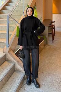 Lamelif Bağlama Detaylı Oysho Sweat Siyah