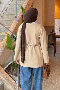 Lamelif Bağlama Detaylı Oysho Sweat Sütlü Kahve