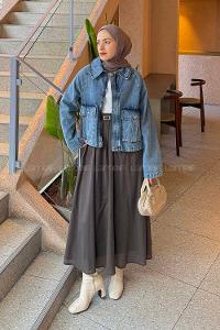 Lamelif Çıtçıtlı Denim Ceket Kot Mavisi