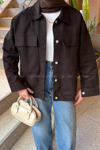 Lamelif Kapak Cepli Gömlek Acı kahve