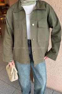 Lamelif Kapak Cepli Gömlek Haki