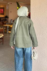 Lamelif Kapak Cepli Gömlek Haki