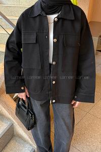 Lamelif Kapak Cepli Gömlek Siyah