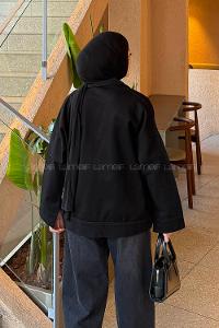 Lamelif Kapak Cepli Gömlek Siyah