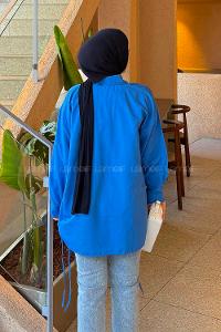 Saxe Shirt Collar Long Arm Cotton Unprinted Shirt