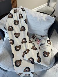 Lamelif Ekose Desen Ayıcıklı Pijama Takımı