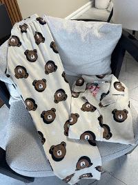 Lamelif Ekose Desen Ayıcıklı Pijama Takımı