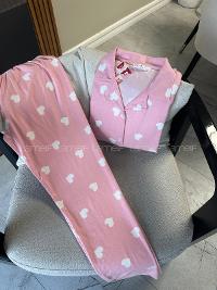 Lamelif Kalp Desen Pijama Takımı