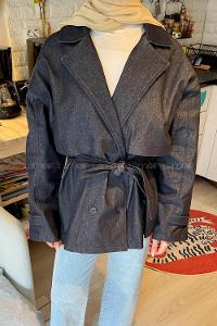 Smoked Long Arm Elastan Polyester Trench Coat