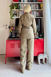 Lamelif Bağlama Detaylı Etekli Takım Haki