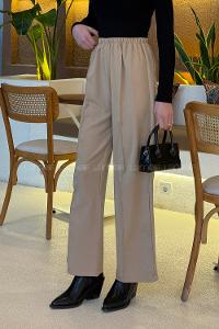Lamelif Bel Lastikli Pantolon Bej