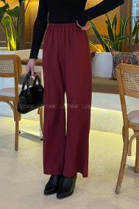Lamelif Bel Lastikli Pantolon Bordo