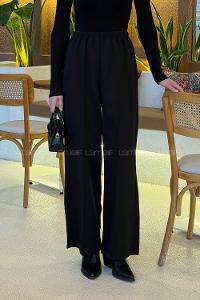 Lamelif Bel Lastikli Pantolon Siyah