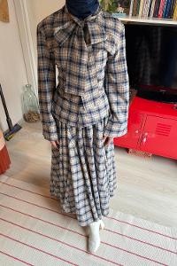 Beige Foulard Neck Long Arm Cotton Flare Suit