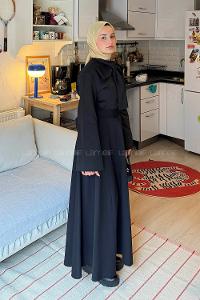 Lamelif Fular Yaka Tesettür Takım Siyah