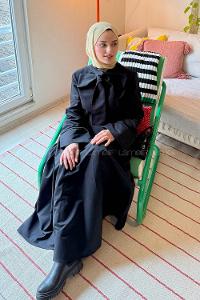 Lamelif Fular Yaka Tesettür Takım Siyah