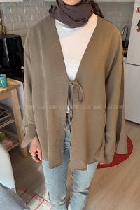 Lamelif İspanyol Kol Bağlama Detaylı Gömlek Haki