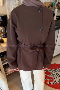 Lamelif Kemerli Ceket Kahve