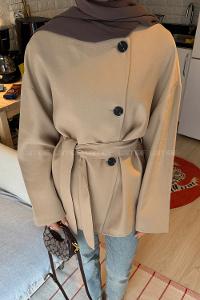 Lamelif Kemerli Ceket Vizonrengi