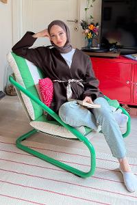 Lamelif Kemerli Tesettür Ceket Kahverengi