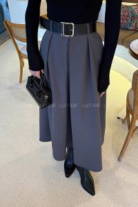 Anthracite Polyester Flared Skirt Skirt