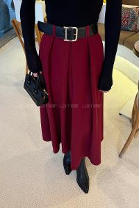 Lamelif Kemerli Tesettür Etek Bordo