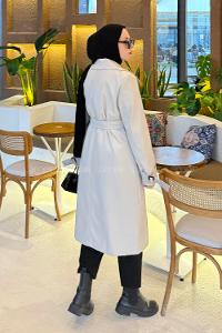 Lamelif Klasik Kuşaklı Trenç Taş