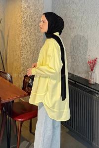 Lamelif Manşeti Biyeli Tunik Sarı