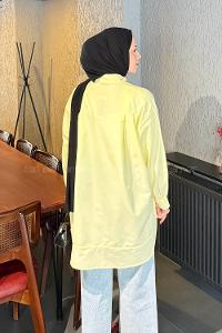 Lamelif Manşeti Biyeli Tunik Sarı
