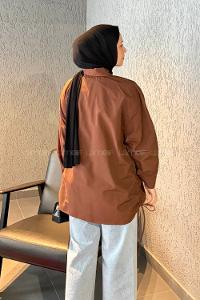 Lamelif Oversize Gömlek Acı Kahve