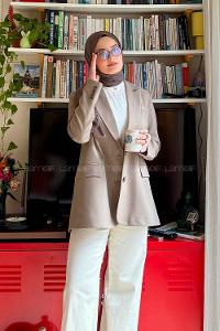 Lamelif Sırt Yırtmaç Detaylı Pensli Ceket Toprak Rengi