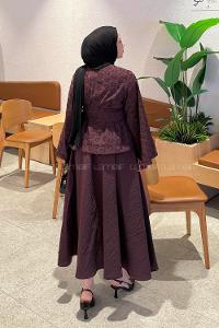 Lamelif Etekli Bağlamalı Takım Mürdüm