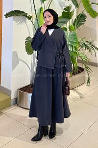 Smoked V Neck Long Arm Denim Suit