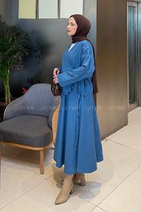 Denim Blue V Neck Long Arm Denim Suit