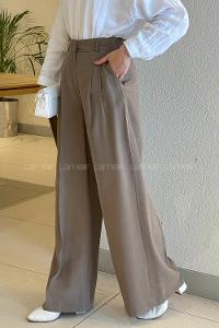 Lamelif Geniş Paça Palazzo Pantolon Haki