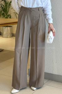 Lamelif Geniş Paça Palazzo Pantolon Haki