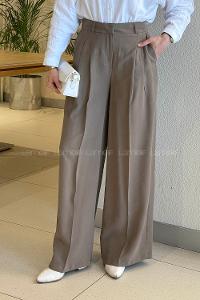 Lamelif Geniş Paça Palazzo Pantolon Haki