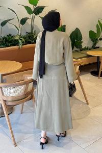 Khaki Shirt Collar Long Arm Viscose Fabric Suit