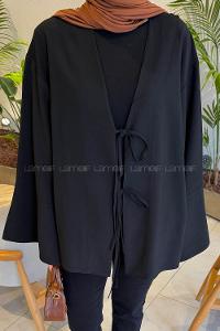 Black V Neck Long Arm Polyester Shirt